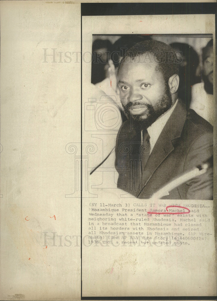 1976 Press Photo Mozambique President Samora Machel War Rhodesia - Historic Images