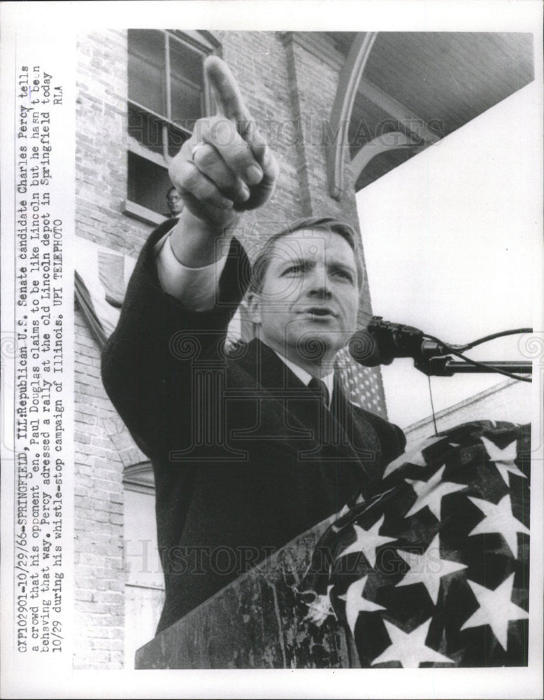 1966 Press Photo Republican U.S. Senate Candidate Charles Percy Lincoln Illinois - Historic Images