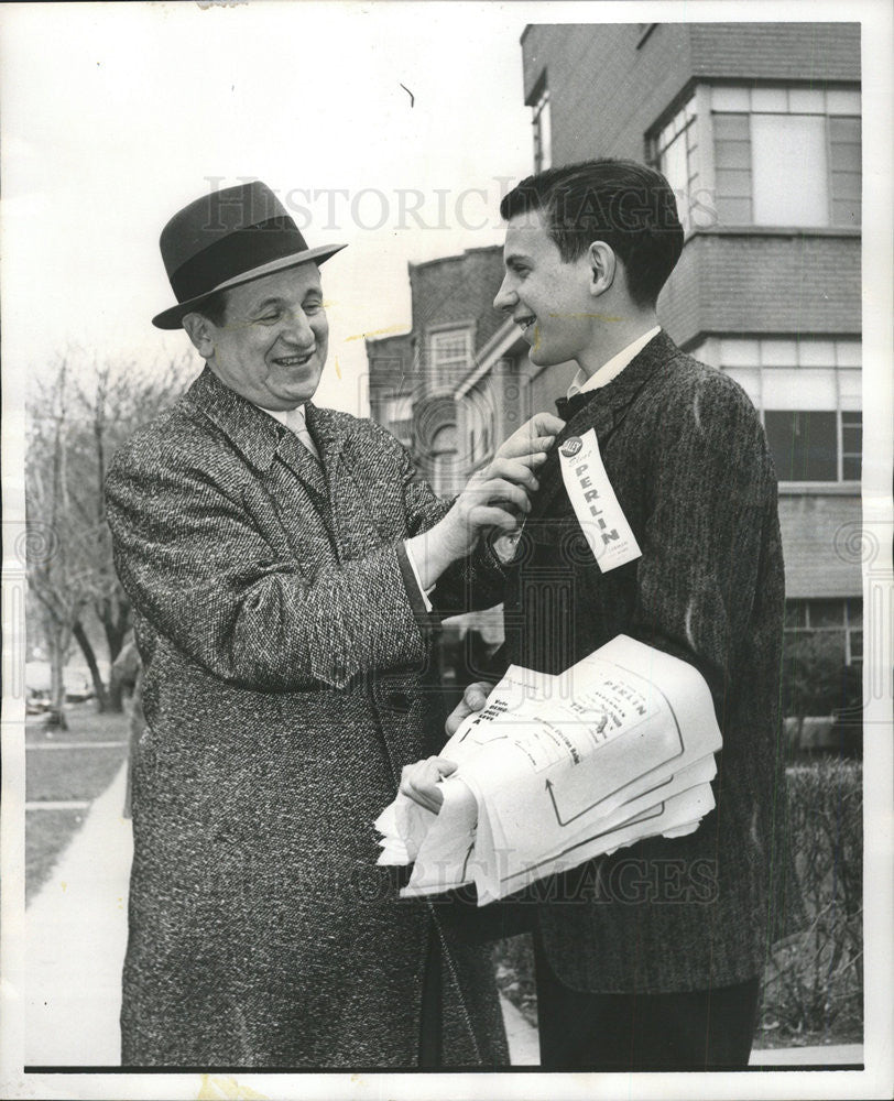 1959 Press Photo Democrat Alderman Candidate Maurice Perlin Paul Perlin - Historic Images