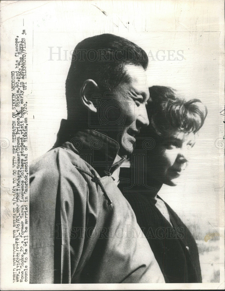 1963 Press Photo Crown Prince of Sikkin and his Fiancee American Hope Cooke - Historic Images