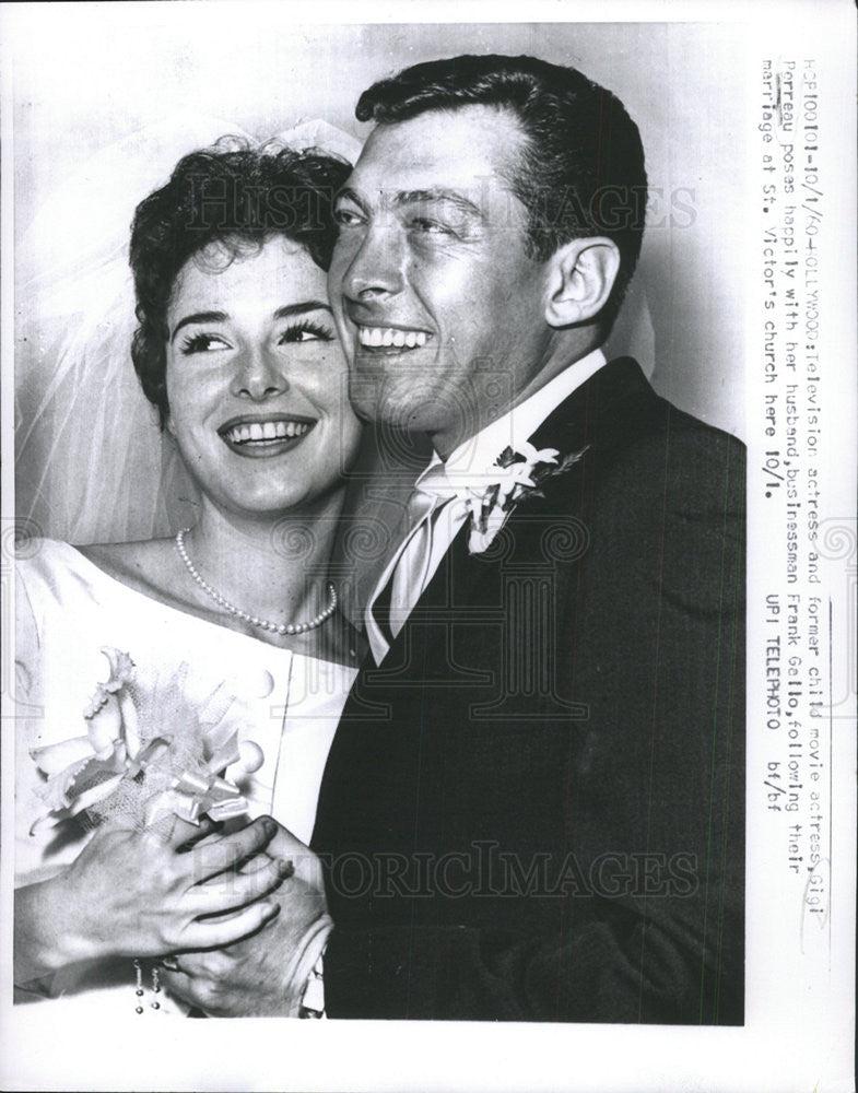 1960 Press Photo Gigi Perreau Frank Gello Marriage - Historic Images