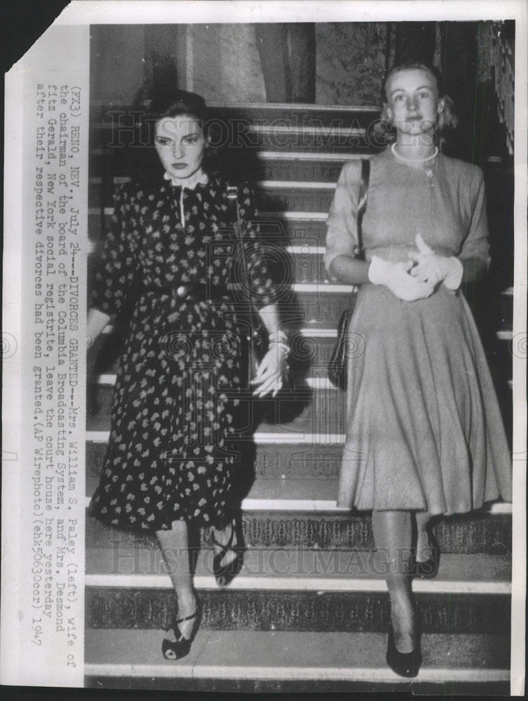 1947 Press Photo William Paley Desmond Fitzgerald Divorce - Historic Images