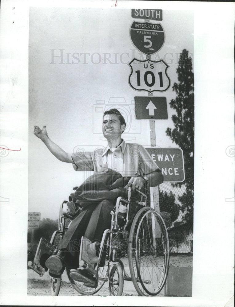 1971 Press Photo JEFF LANGLEY RIDE CALIFORNIA FREEWAY - Historic Images