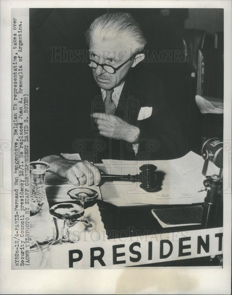 1948 Press Photo Fernand Van Langenhove Belgian UN representative replace Juan - Historic Images