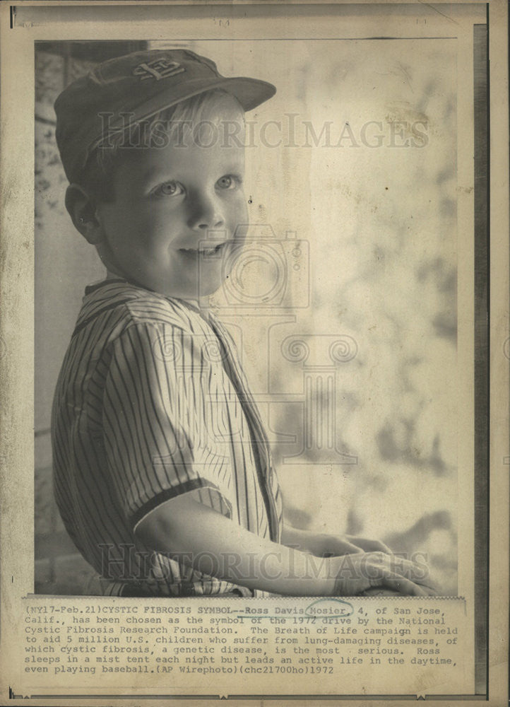 1972 Press Photo Ross Davis Mosier Cystic Fibrosis Symbol Child - Historic Images