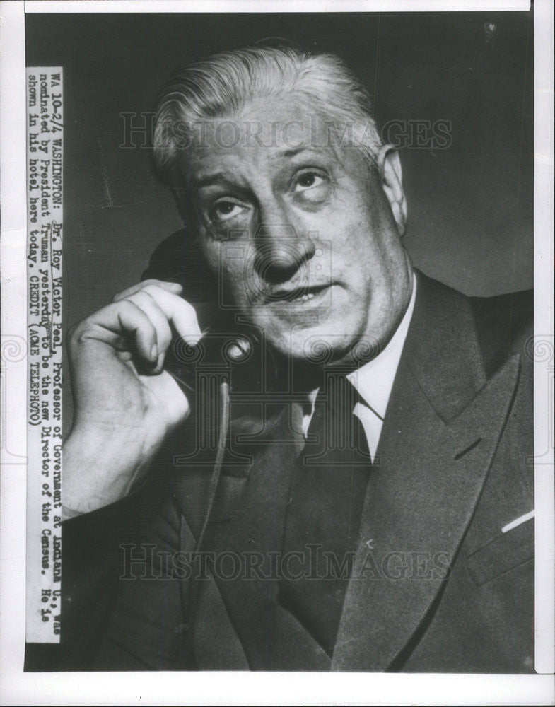 1950 Press Photo Doctor Roy Victor Peel American Professor Census Director - Historic Images