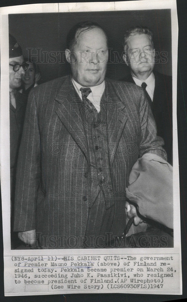 1947 Press Photo Premier Mauno Pekkala of Findland - Historic Images