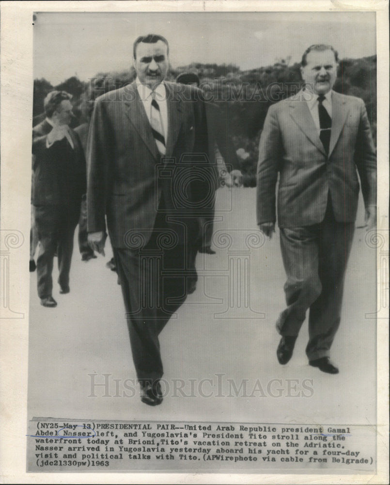 1963 Press Photo United Arab Republic President Gamal Abdel Nasser - Historic Images