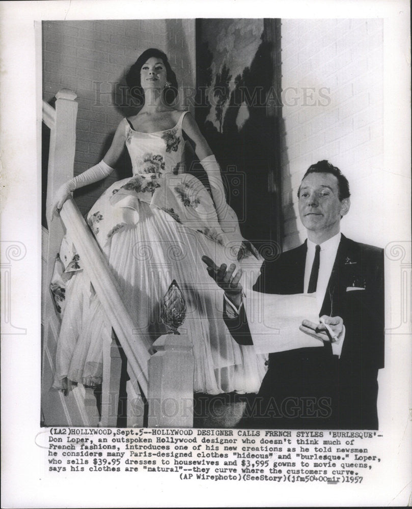 1957 Press Photo Don Loper Outspoken Hollywood Designer French Fashion