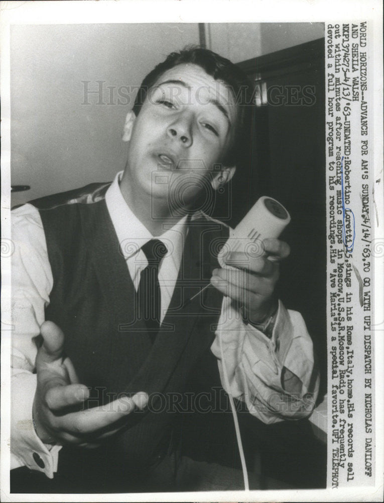 1963 Press Photo Singer Robertino Loretti - Historic Images
