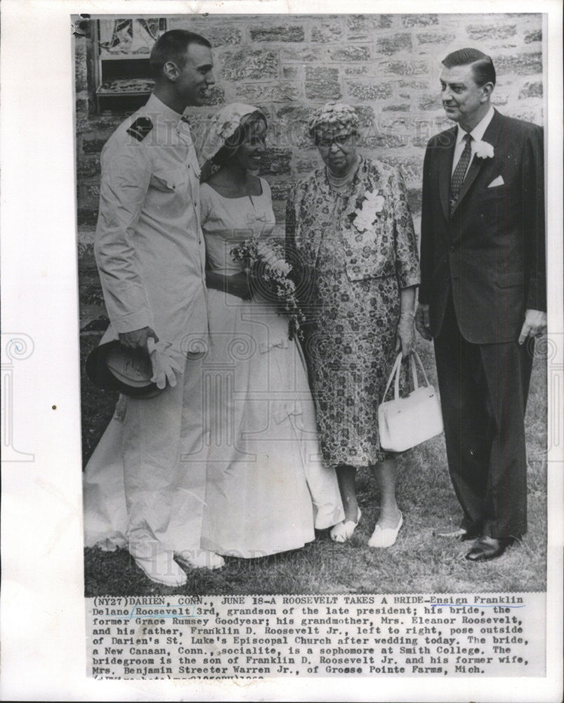 1962 Press Photo Franklin Roosevelt III &amp; his bride Grace Rumsey Goodyear - Historic Images