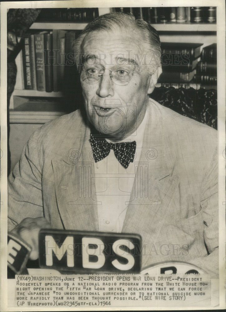 1944 Press Photo President Roosevelt American President Politician - Historic Images