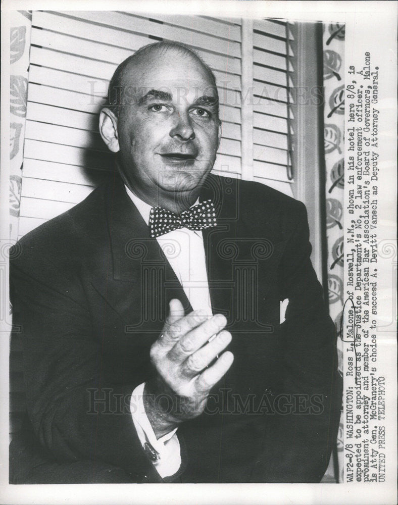 1952 Press Photo Ross L. Malone United States New Mexico Attorney - Historic Images