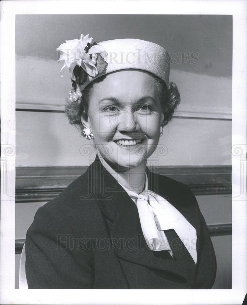 1957 Press Photo Mrs. Maloney chairman membership tea St. Joseph Hospital Board - Historic Images