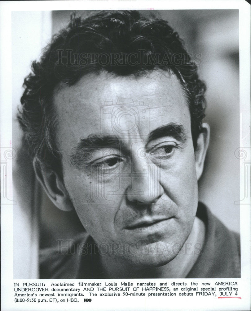 1986 Press Photo Louis Malle Director &quot;And the Pursuit of Happiness&quot; Filmmaker - Historic Images