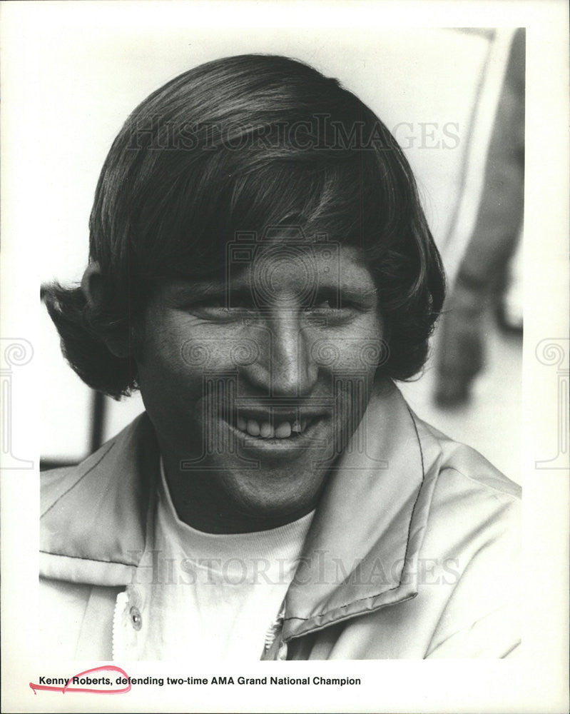 1976 Press Photo Kenneth Leroy Robert Motorcyclist AMA Grand National Champion - Historic Images