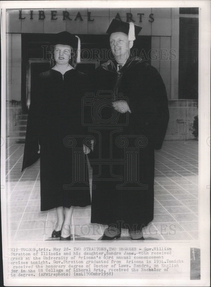 1958 Press Photo William Stratton Sandra Jane University Arizona Degree - Historic Images