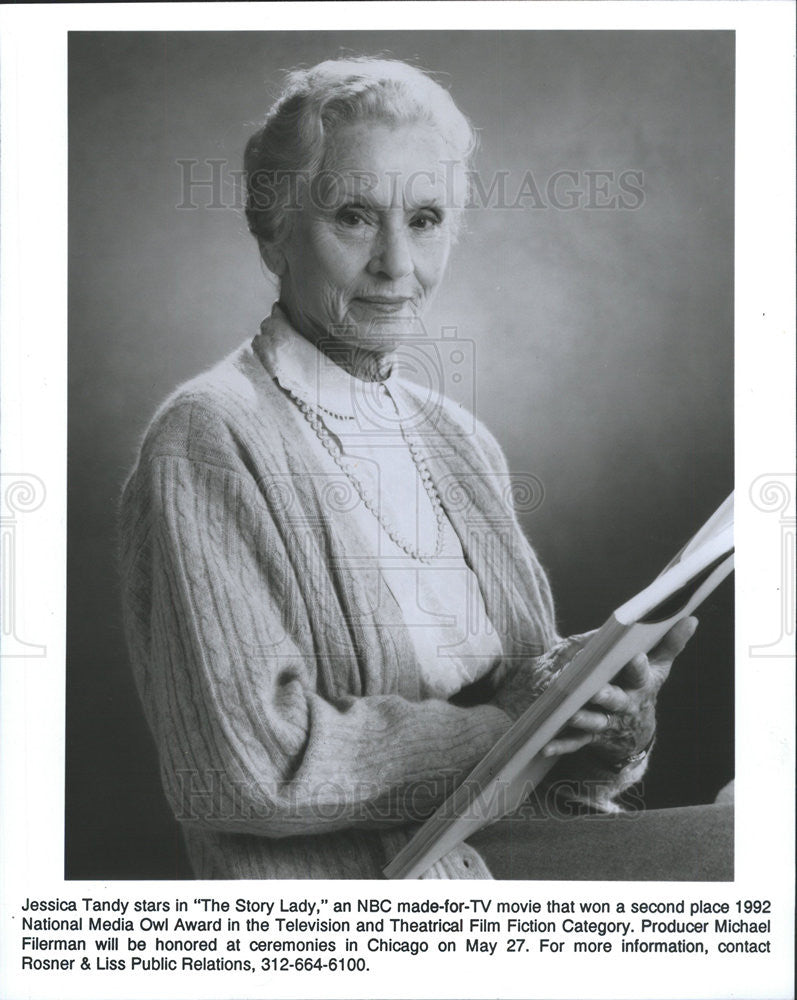 1992 Press Photo Jessica Tandy The Story Lady - Historic Images