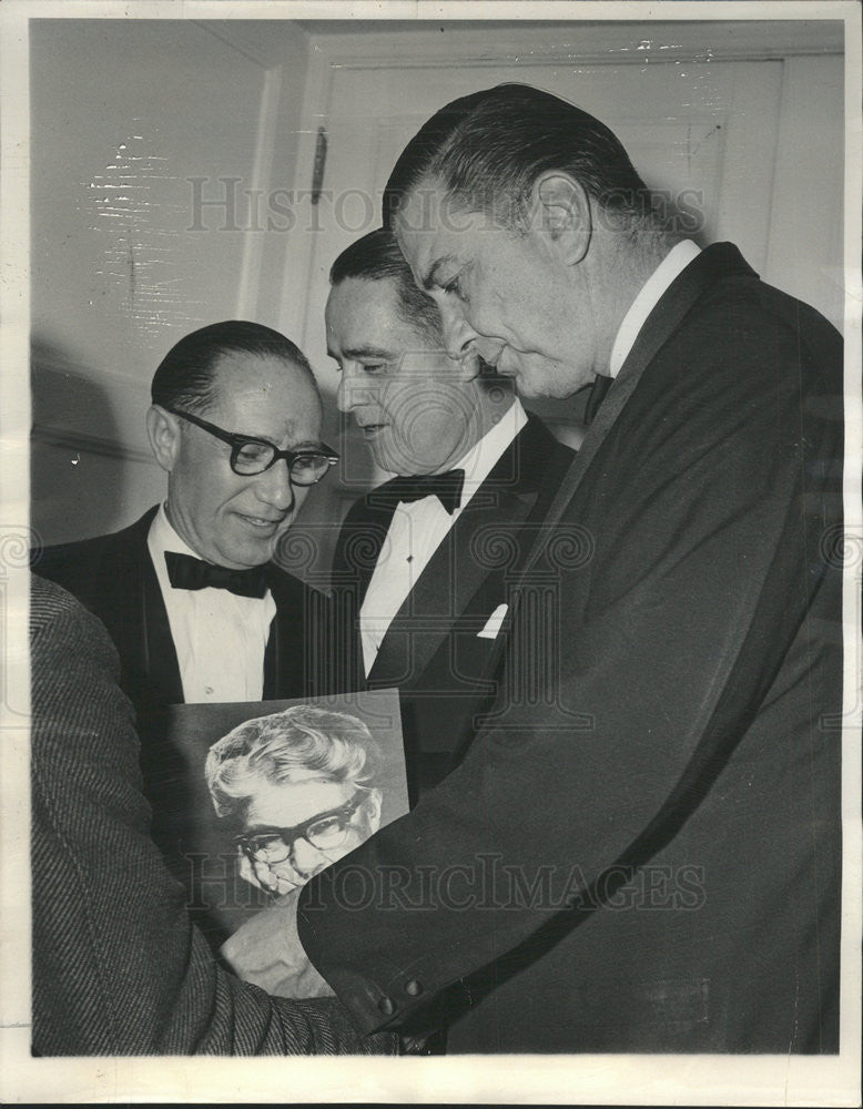 1964 Press Photo Philip Klutznick, Sargent Shricer Jr &amp; Franklin D Roosevelt Jr - Historic Images