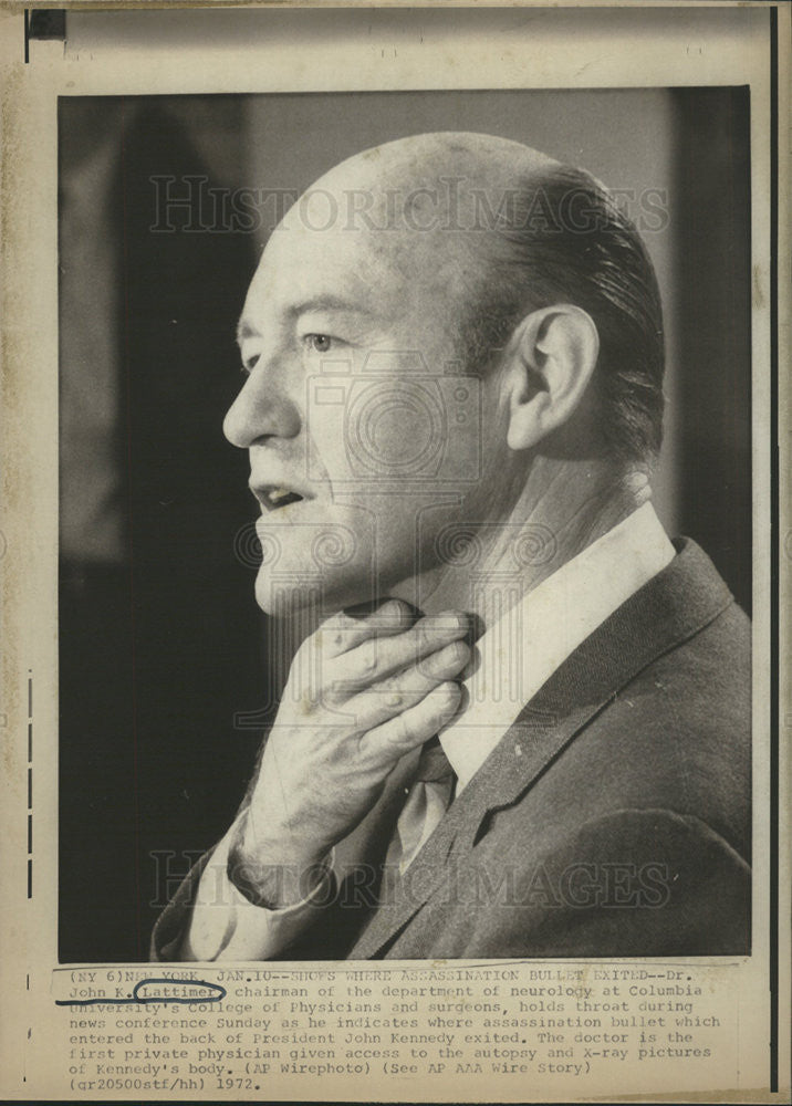 1972 Press Photo Dr John Latimer, Chairman Of Department of Neurology, Columbia - Historic Images