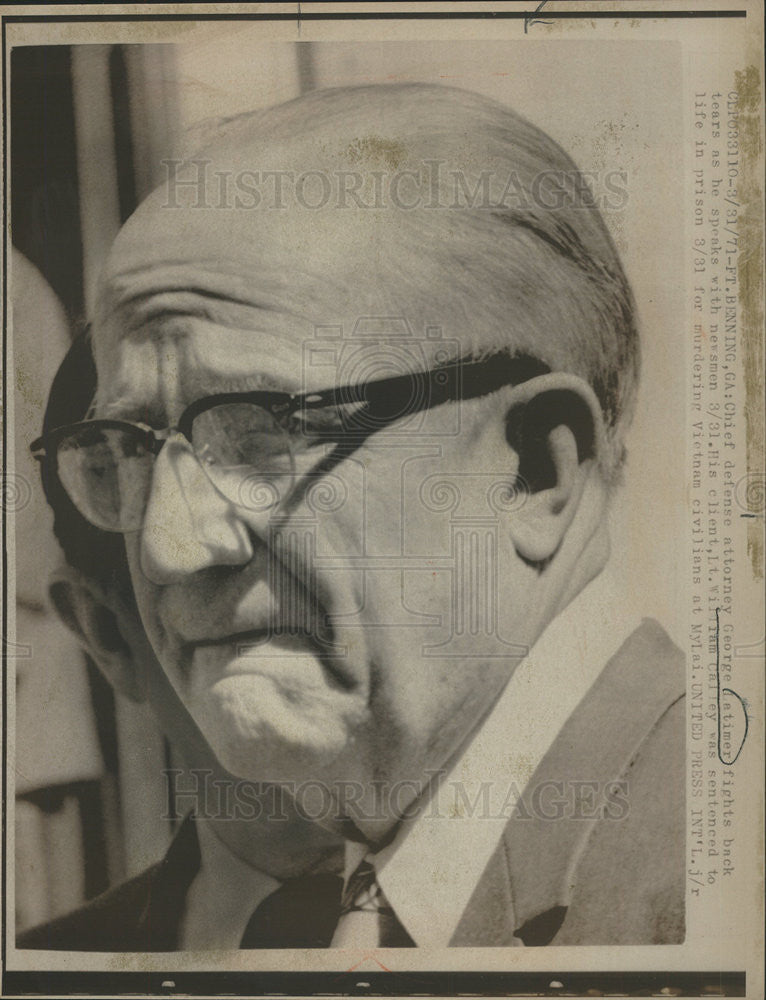 1971 Press Photo Chief defense attorney George Latimer client William Calley - Historic Images