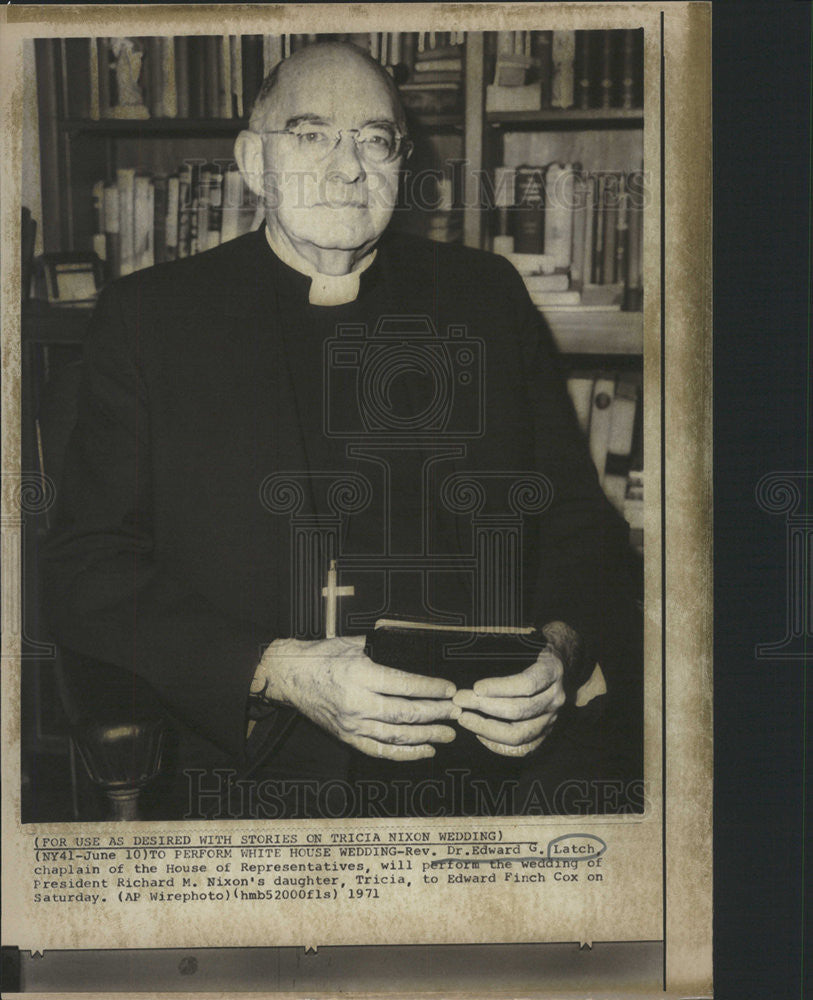 1971 Press Photo Dr. Edward G. Latch , Chaplain of the House of Representatives - Historic Images