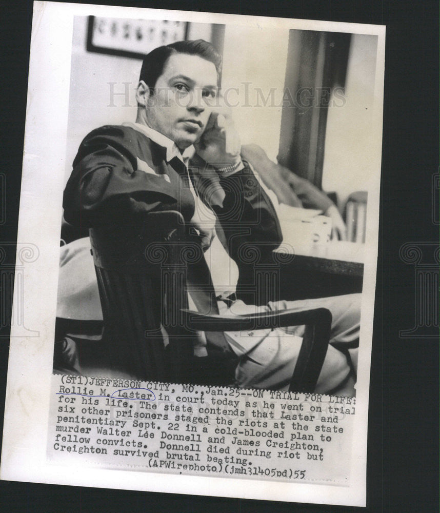 1955 Press Photo Rolle Laster Trail Riot State Penitentiary Plan to Murder - Historic Images