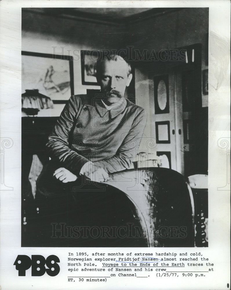 1977 Press Photo Norwegian Explorer Fridtjof Nansen almost reached North Pole - Historic Images