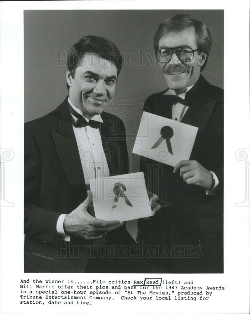 1987 Press Photo Film Critics Rex Reed & Bill Harris - Historic Images