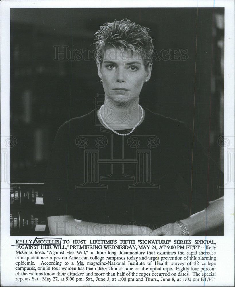 1989 Press Photo Copy Kelly McGillis Hosts Documentary Special Against Her Will - Historic Images
