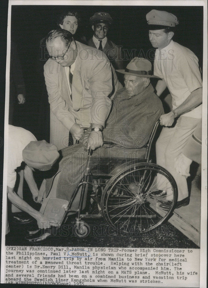 1955 Press Photo Paul McNutt, former High Commissioner to the Philippines - Historic Images