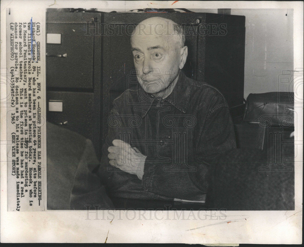 1963 Press Photo Richard Honeck at the Illinois Parole Board hearing - Historic Images
