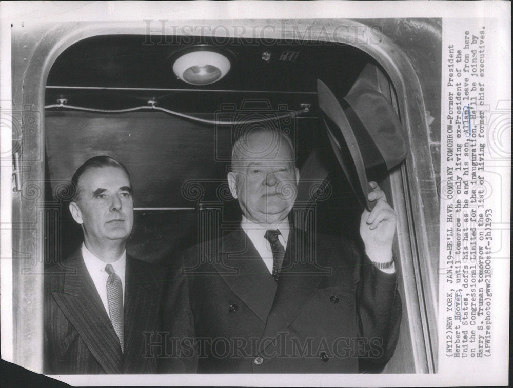 1953 Press Photo Ex Pres Herbert Hoover and son Allan - Historic Images