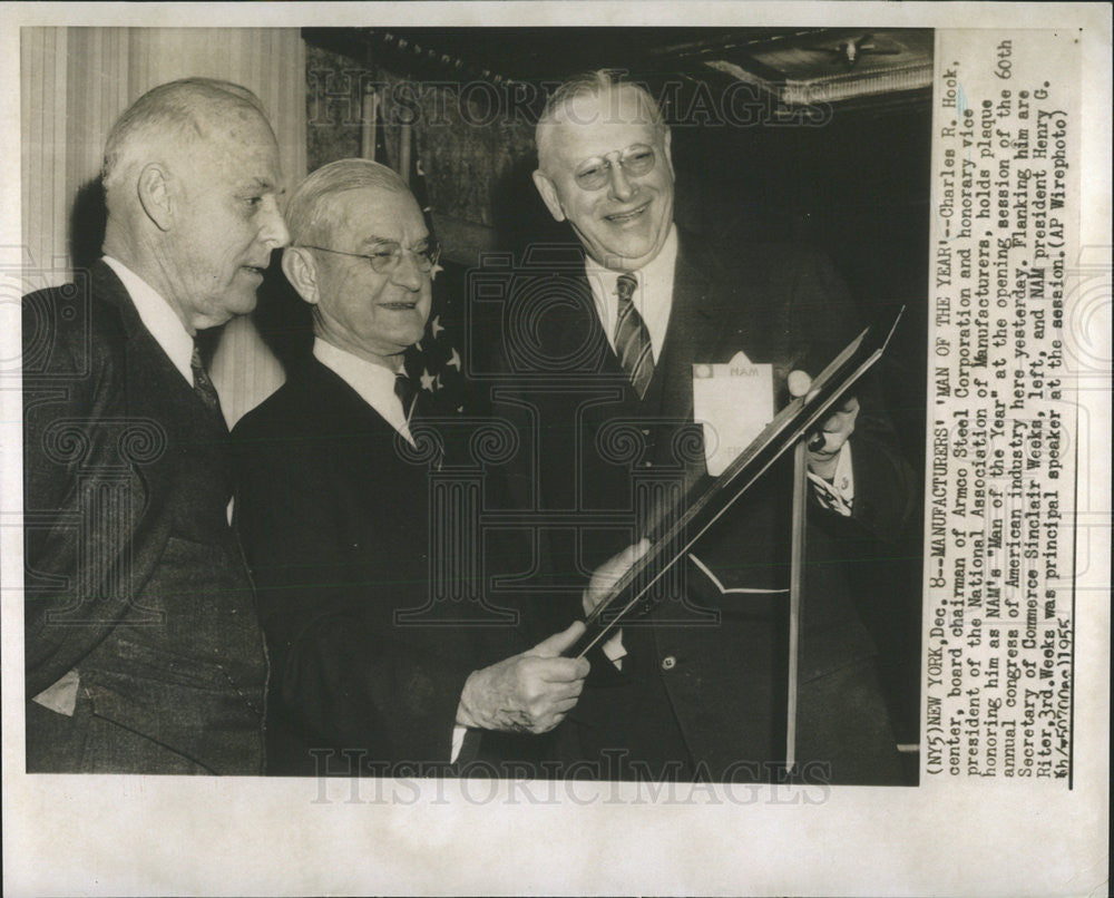 1955 Press Photo Charles Hook board chairman Armco Steel Corporation Man of Year - Historic Images