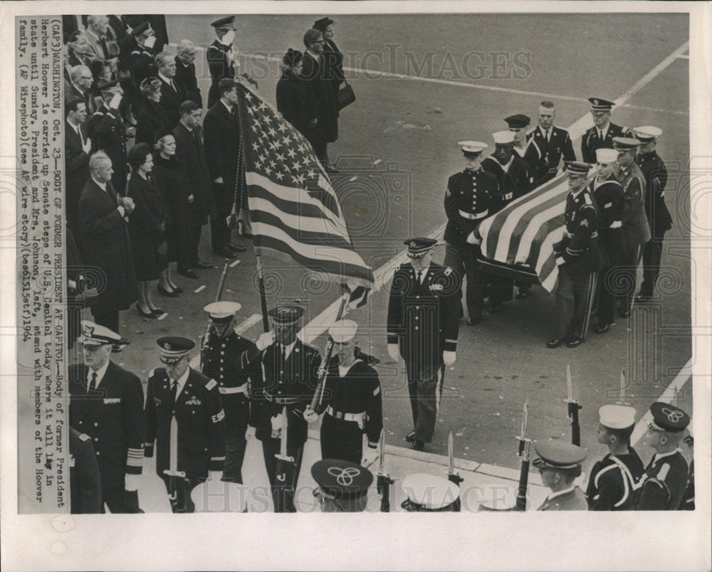1964 Press Photo The body of former president Herbert Hoover funeral ...