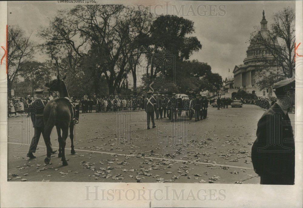 1964 Press Photo Black Jack riderless horse casket former president Hoover - Historic Images