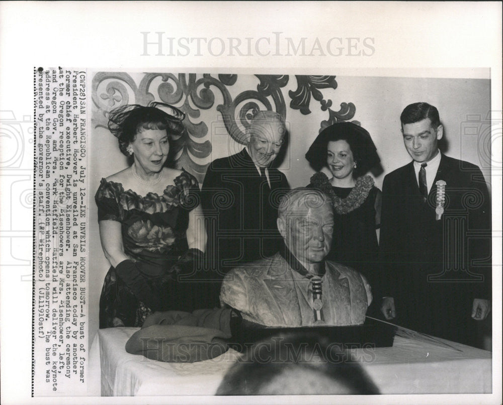 Press Photo bust former President Herbert Hoover unveiled Dwight Eisenhower - Historic Images