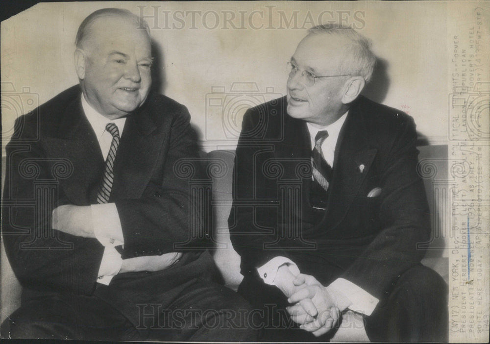 1943 Press Photo Former President Herbert Hoover Alf Landon Republican nominee - Historic Images