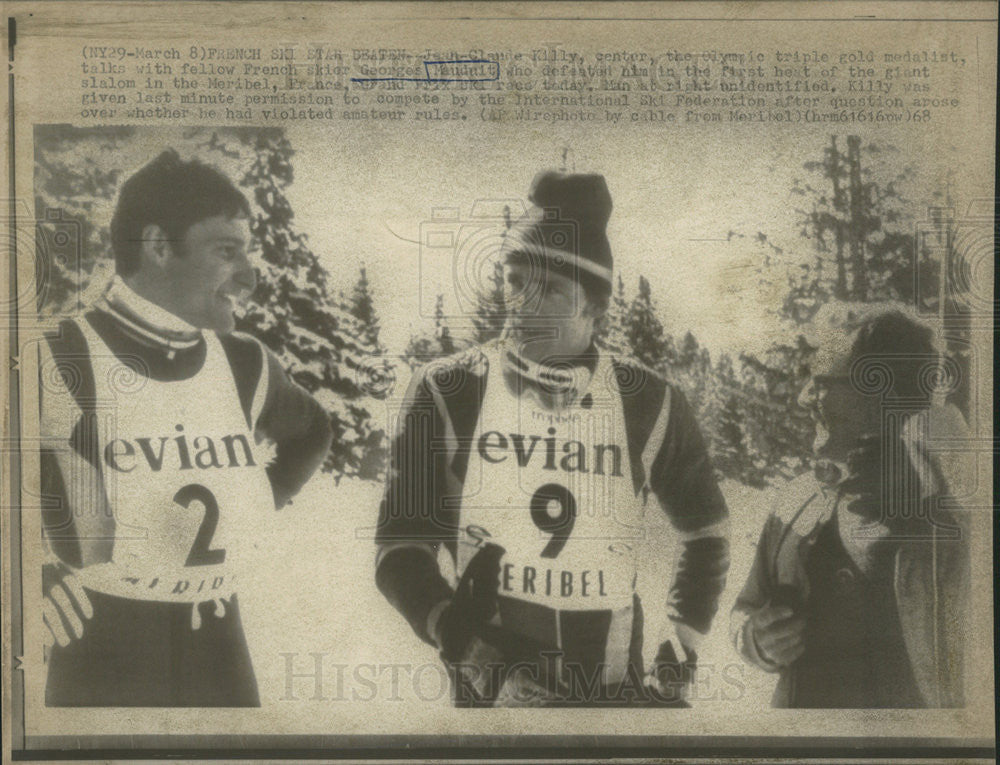 1968 Press Photo Jean-Claude Killy and Georges Maudui, French Skiers - Historic Images
