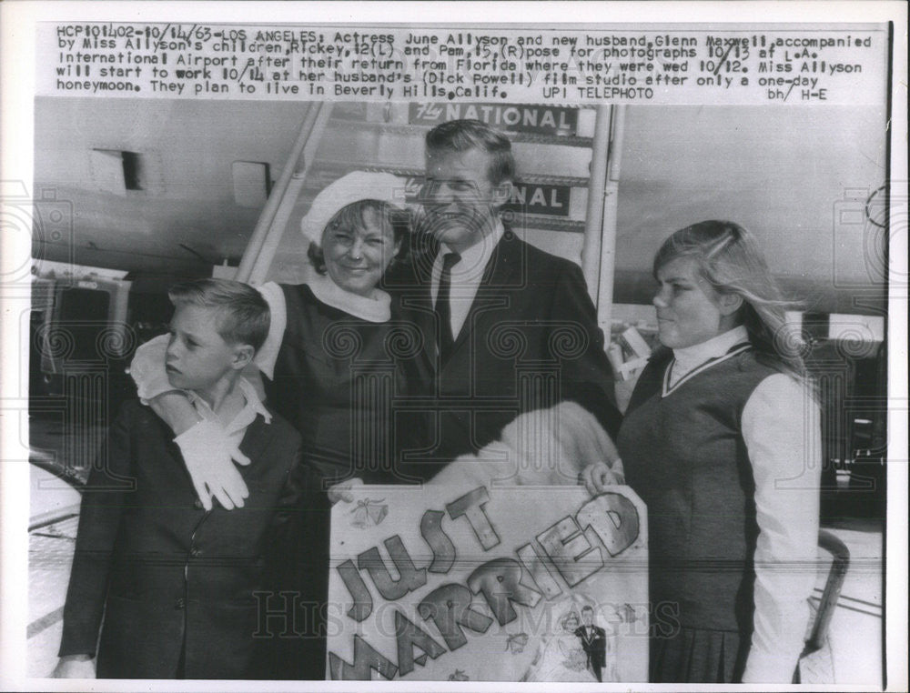 1963 Press Photo actress June Allyson new husband Glenn Maxwell with children - Historic Images