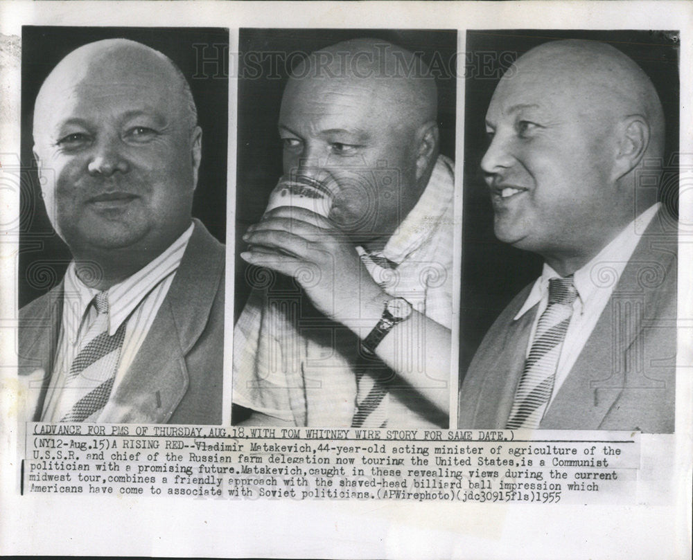 1955 Press Photo Vladimir Matskevich, acting minister of Agriculture of USSR - Historic Images