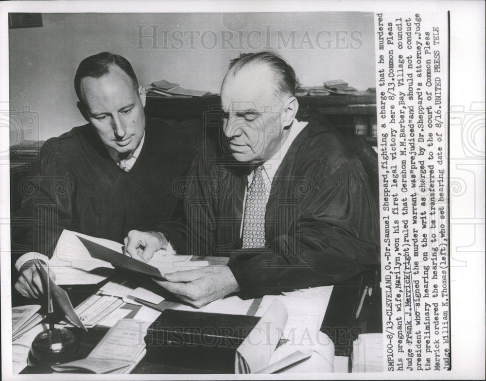 1954 Press Photo Judge Frank Merrick ordered hearing Dr. Samuel Sheppard - Historic Images