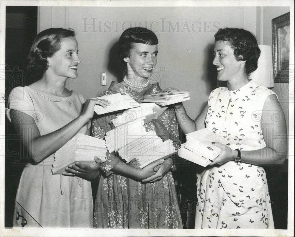 1955 Press Photo Mrs. Peter Merlin Mrs. Brace Pattou Mrs. W. Newton Burdick Jr. - Historic Images