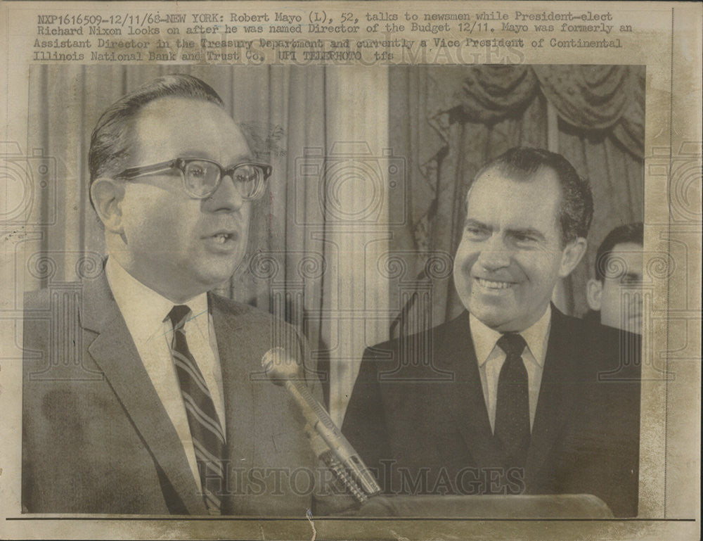 1968 Press Photo Robert Mayo Director Budget President Richard Nixon New York - Historic Images