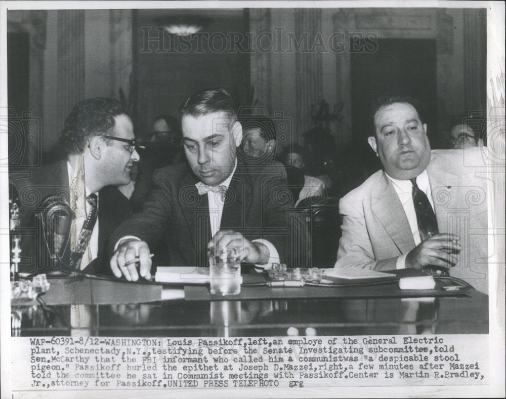 1954 Press Photo Louis Passikoff Senator McCarthy Senate Communist Subcommittee - Historic Images