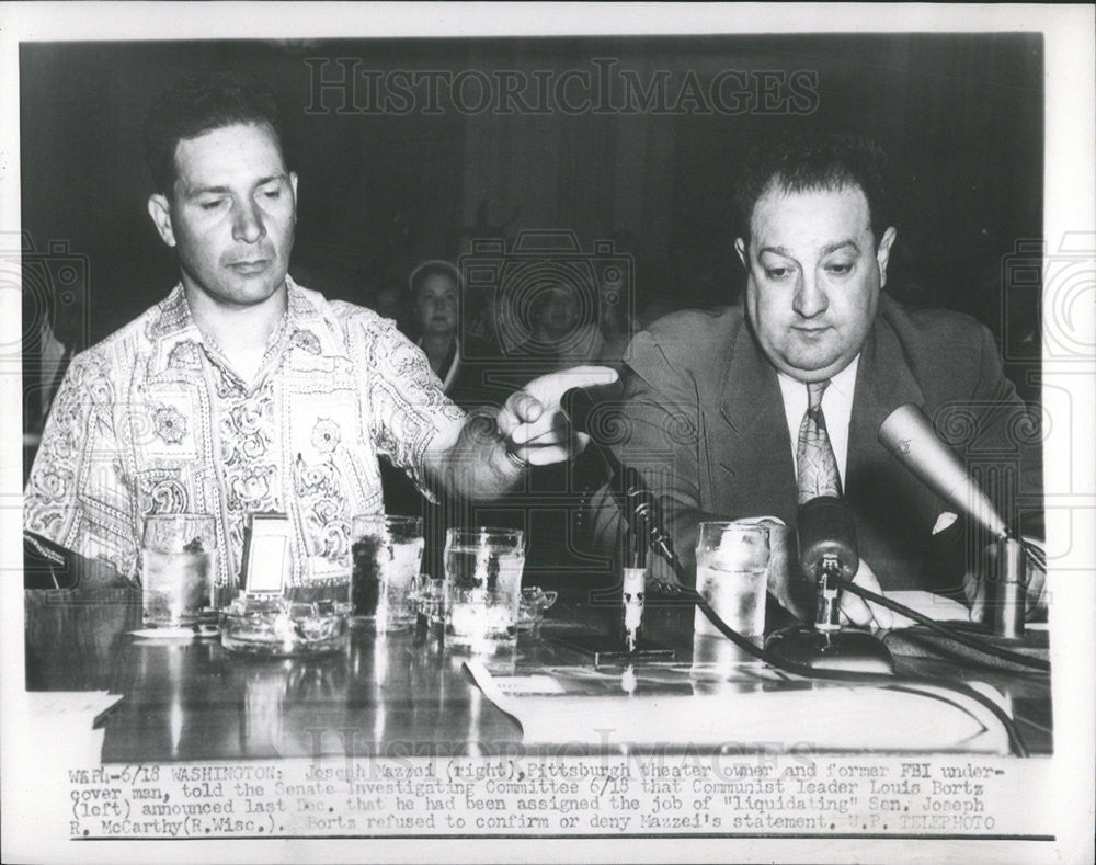 1953 Press Photo Joseph Mazzei Testifies Before Senate Communism Panel - Historic Images