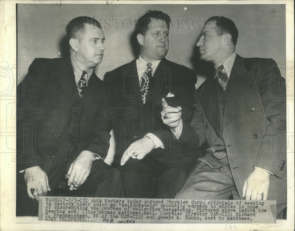 Norman Matthews, Richard Frankensteen, Joseph Rubin UAW-CIO Chrysler - Historic Images