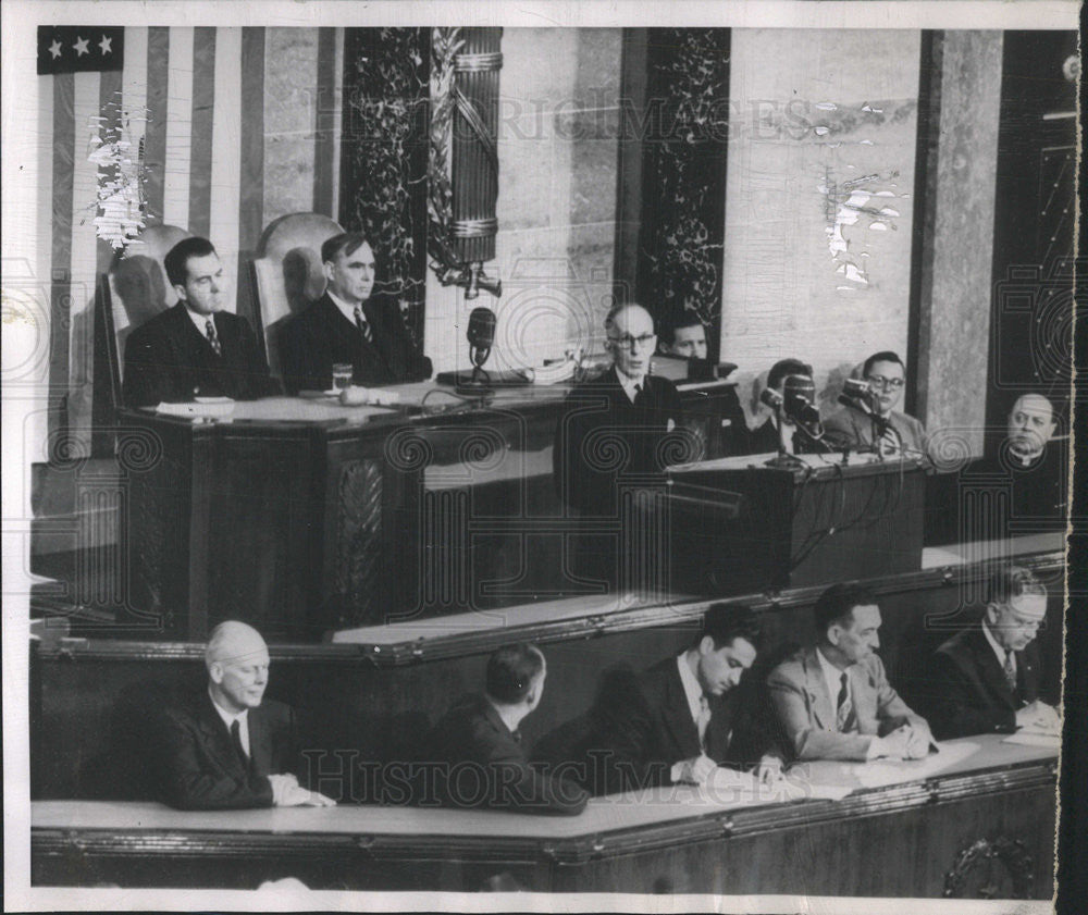 1954 Press Photo Gov Gen Vincent Massey of Canada addresses Congress - Historic Images