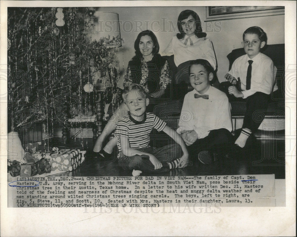 1964 Press Photo family Captain Don Masters U.S. Army South Vietnam Mehong River - Historic Images