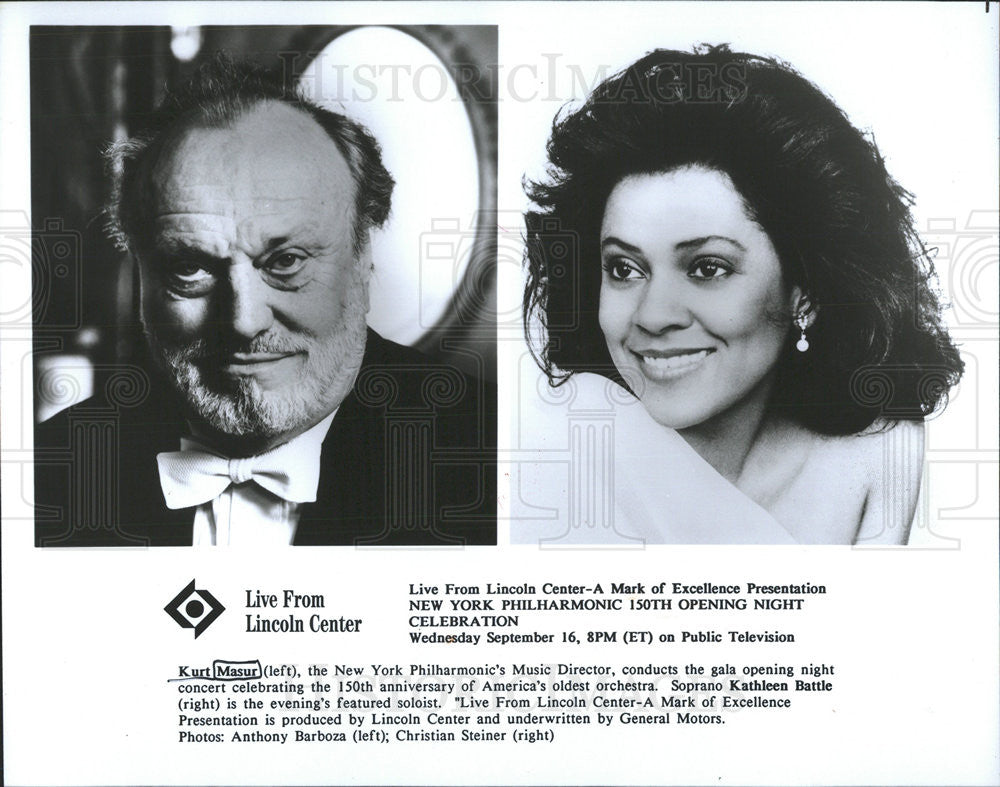 Press Photo Kurt Masur New York Philharmonic director soprano Kathleen Battle - Historic Images